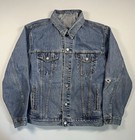 Vintage Levi   s Trucker Denim Jacket Mens Large Blue Harley Davidson Eagle Patch