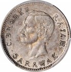 Scarce 1913h Sarawak Silver Coin 5 Cents Charles C  Brooke Bust Mint Mark H Au55