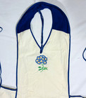Vintage Cottagecore Ladies Embroidered Bib Apron   Cream W  Blue   Pink Flowers