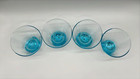 Set Of 4 Aqua Blue Footed Cocktail Martini Glasses Clear Flared 3 75 -2