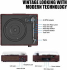 Bluetooth Vinyl Record Player 3-speed Turntable With Stereo Speakers Vintage Pho