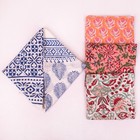 Set Of 5 Handmade Heritage Headscarf Block Printed With Natural Dye Square Scarf