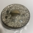 Vintage Ornate Victorian Silver Plate   Glass Vanity Powder Jar Or Trinket Box