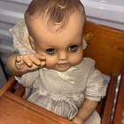 Vintage 1965 Madame Alexander Baby Doll In Cass Toys Usa Wooden High Chair Usa