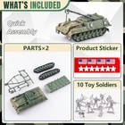 Ww2 Army Tank-4 2pc Us Tank Models With 10pc Toy Soldiers 1 72 Scale