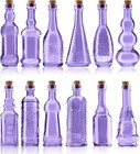 Small Mini Purple Vintage Glass Bottles With Corks  Mini Vases  Decorative Gl   