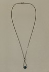 Sterling Silver 925 Teardrop Pendant Necklace With Blue Oval Stone Bezel Setting