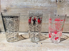 Bartender Cocktail Drink Recipe Glasses-lot Of 3-vintage Mid-century Barware