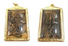 Mata Durga Kali Goddess Shiva Weapon Gold Micron Case Pendant Hindu Thai Amulet