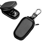 Yourkar Car Key Case  Genuine Leather Auto Key Fob Storage Bag  Key Chain Black