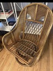 Bohemian Style Pair Of Bamboo Rattan Swivel Lounge Chairs Vintage