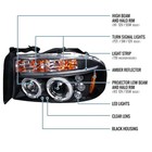 Upgrade Led Dual Rims Projector Headlights For 97-04 Dodge Dakota Durango Black