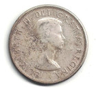      Canada 1958  dot Under A  Circulated Silver Half Dollar  50    At Below Melt