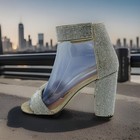 Call It Spring Shoes Womens Size 7 Silver Rhinestone Vegan High Heel Pumps