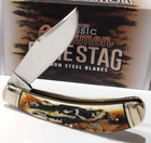 Rough Ryder Brown Cinnamon Stag Bone Carbon Bow Trapper Pocket Knife Rr2425