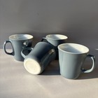 Set Of 4 Vtg Corning Cups Slate Country Blue White Milk Glass Coffee Mug 8oz Usa