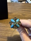 Antique Victorian Hat Pin Metal Gold Tone With Turquoise Blue Glass Stones 6 5   