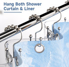 Set Of 12 Shower Curtain Hooks Rings Rust Resistant Metal Double Glide Shower