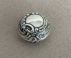 1901 Small Antique Sterling Silver Ornate Repousse Trinket Box Pill Round