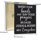 Jennygems Wash Your Hands   Say Your Prayers Sign Funny Farmhouse Bathroom Decor