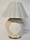 Ceramic Shell Night Light Lamp - Tan Base  White Shade