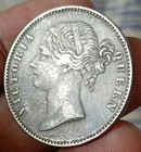  c108 east India Company 1840 Victoria Silver Rupee Indian Head Black Beauty     
