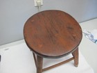 Antique Wooden Milking Stool 4 Legged Round Top 