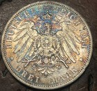 1911a Drei Mark Silver Coin Wilhelm Ii Preussen Fire     toning Historic Silver 