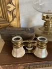 Antique French Lemaire Paris Mother Of Pearl Opera Glasses Binoculars With Case