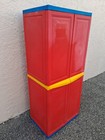Childens Cabinet Storage Shelf Vintage Red Daycare School Furniture 