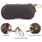 Polare Full Grain Leather Glasses Case Safety Ykk Zipper Sunglasses Case Port   