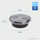 Karat 32oz Pp Plastic Microwavable Round Food Containers   Lids - Black - 150 Ct