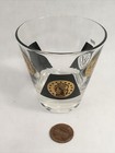Mid Century Modern Shot Glass Black   Gold Coin Vintage Design Cup
