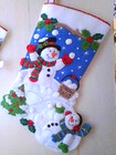 Finished Bucilla Snowman Games Felt Stocking New Snowball Fight 18  Lined Rare