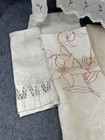 Antique Linen Lot Towels  2 Valances Victorian 10 Pc Repurpose Original 19thc 