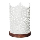  Metal Diamond Cut Design Candle Holder 7 5 Inch High  White Perfect For Home 