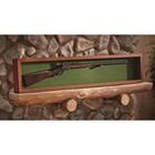 Wooden Gun Display Case Hardwood Wall Mount Storage Rifle Rack Glass Lid Lock
