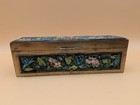 Vintage Chinese Brass And Enamel Stamp Box  4 25 x1 5 x1 5  