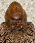 Vintage Bamboo Root Chinese Carved Happy Wise Man wall Art beard Face