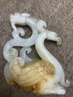 Unique Rare Chinese Old Hetian White Jade Hand Carved  dragon On Phoenix  Statue