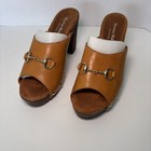 Platform Horsebit Mules Sandal Heels Brown Leather suede wood Size 10us Designer