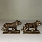 Pair Of Vintage Cast Brass Bronze Panther Lion Figurines   Egyptian Revival 3in