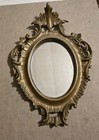 Vintage Ornate Gold Wall Mirror 9  X 6  Made In Italy Hollywood Regency Baroque