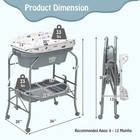 Baby Changing Table W bathtub  Folding   Portable Diaper Station W wheels  Gray