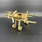 Vintage Brass Biplane Airplane Model Shelf Desk Decor Aviation
