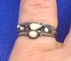 A52 Antique 1920s 2 Stackable 925 Sterling Silver Ring Size 7 5   7 75 Creme 