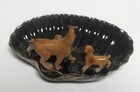 Vintage Ceramic Boxer Dog   Puppies Trinket Dish Made In Japan