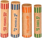 100pcs Assorted Heavy Duty Preformed Coin Wrappers Rolls - Quarters  Pennies    