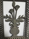 Vintage Cast Iron Architectural Wall Decor Floral Urn Lattice Panel 21    X 14   