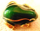Vtg Green Enamel Frog Estee Lauder Solid Perfume Hinged Compact Empty 2 